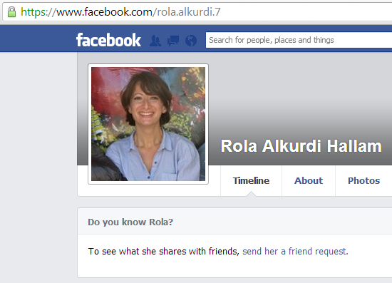 Dr. Rola Hallam's Facebook profile.
